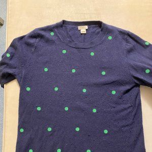 J. Crew Navy Blue polkadot GUC - merino wool cotton blend Medium